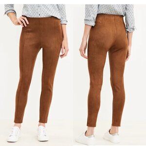 NWT Loft Brown Faux Suede Leggings Ponte Skinny Pants Women Size 12 fall winter